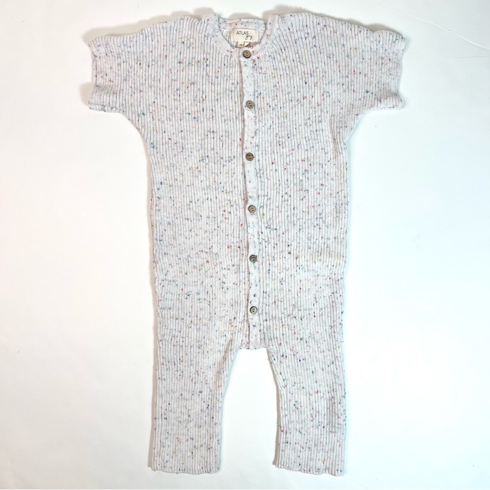 Atlas Grey Knit Speckled Romper Jumpsuit Size 18-24 months